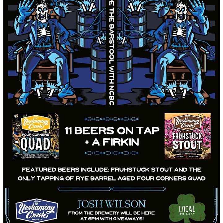 Come join us at @localwhiskeybar, Thursday, January 31st at 6 pm, as we kick off our 2019 Tap Takeover season with @ncbcbeer!! ••• @metalguy44 from Neshaminy Creek will be here at 6 to hand out limited branded merchandise! We will be pouring 11 of their g