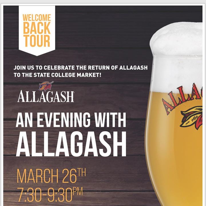 Come join us this Tuesday at Local Whiskey, March 26th, from 7:30 to 9:30 pm, as we celebrate the return of @allagashbrewing to the State College market! ••• We will be featuring 6 of their premium drafts on tap, as well as beer tasting flights, AND for t