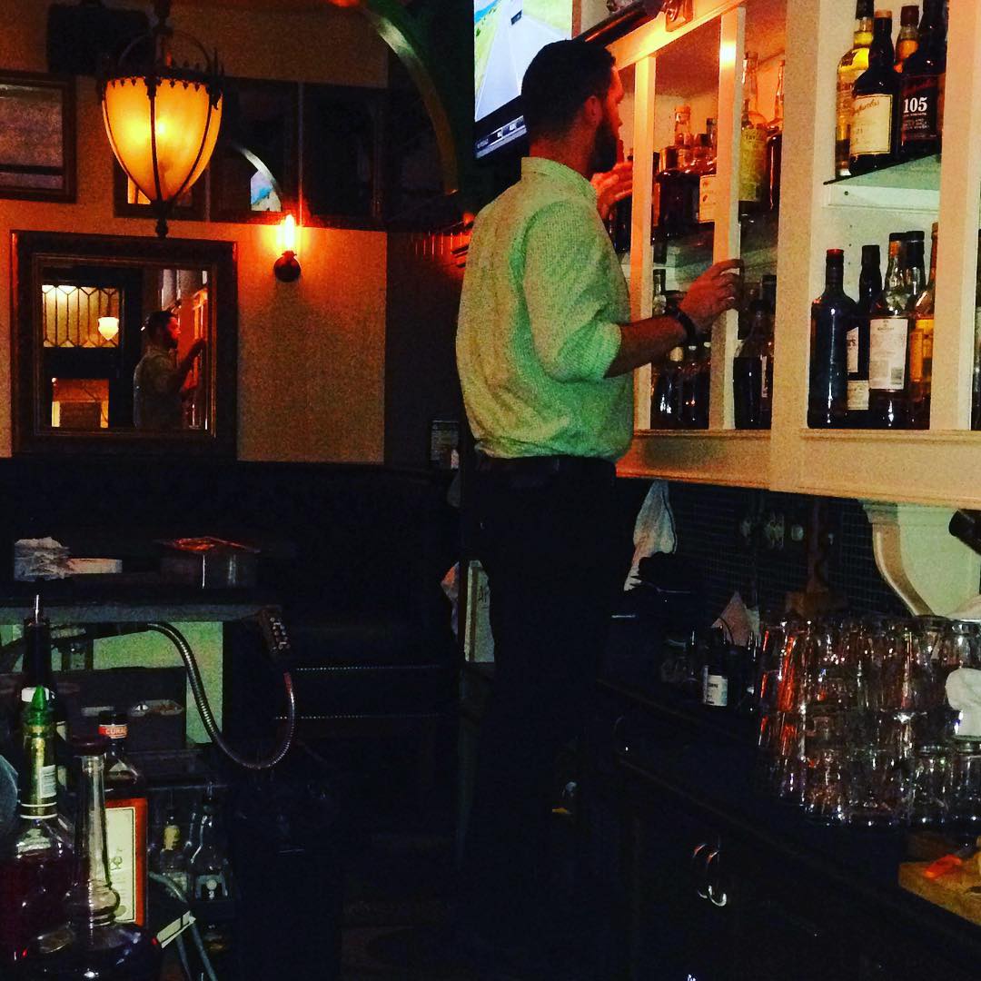 When your 6'5 @naterora has to stand on a bucket to look for #cornercreekbourbon because the bourbon runs deep! #bourbon #loki #whisky #whiskey #originalhashtagsforsale #weservewhiskey #whiskeyneat #glencairn #glen-be-carin-ya'll #letstoast #military #wh