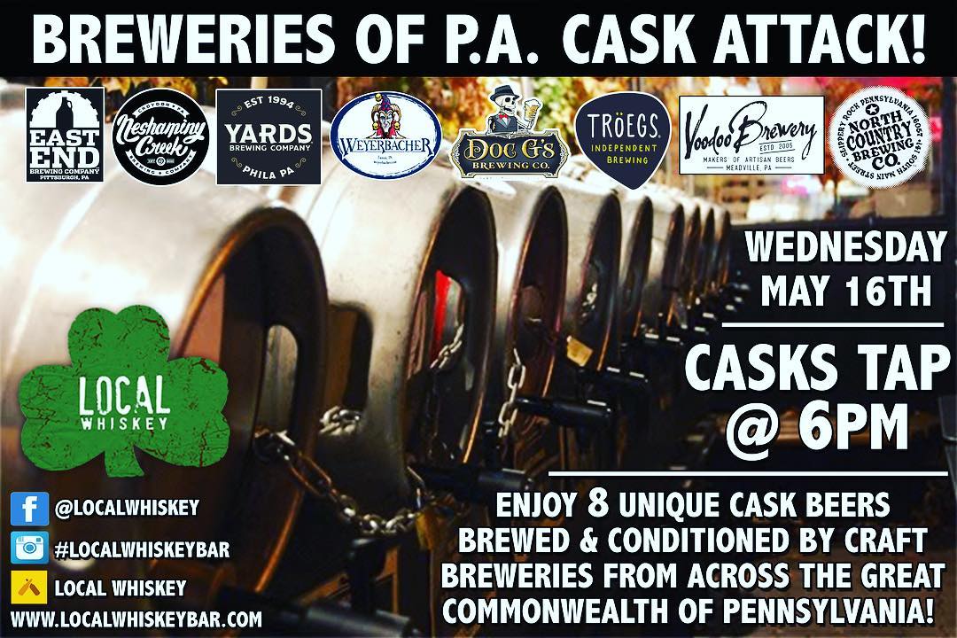Make sure to join us tonight at 6pm as we host our Breweries of PA Cask Attack!! We will be featuring unique casks from 8 breweries located across our great Commonwealth! Each brewery will be featuring their own signature cask for the event! ••• 1. Yards