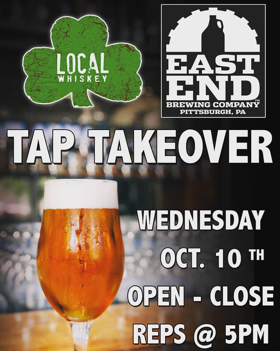 Join us this Wednesday, October 10th, at 5 pm as we host Pittsburgh’s own @eastendbrewing for a Tap Takeover!! ••• We will be tapping: *Bourbon Barrel Aged Fatter Gary *2017 Gratitude Barleywine *Bourbon Barrel Aged Nunkin *Britsburgh Honey Heather *Guabb